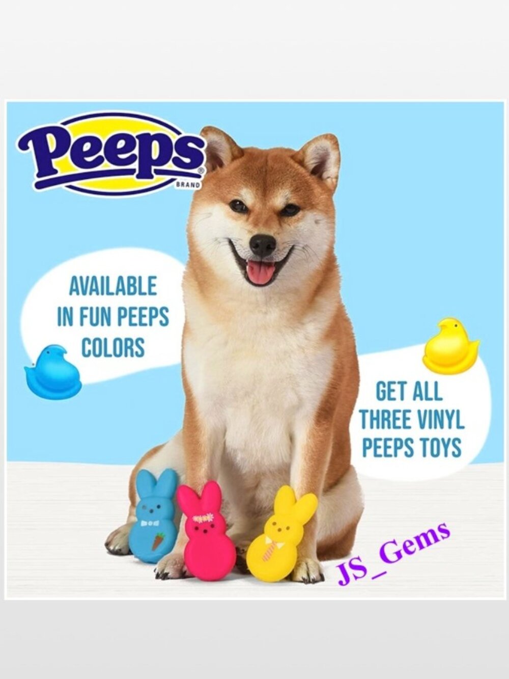 New Peeps Pet Toy Dog Squeaky Bunny Rabbit 3ct Vinyl Gift NWT